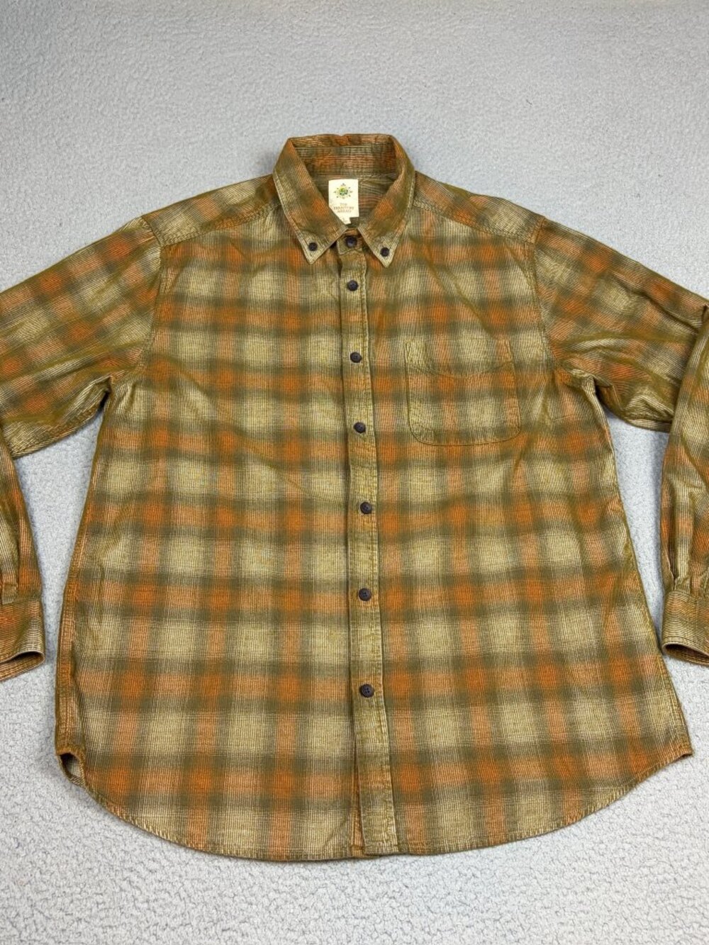 The Territory Ahead Shirt Mens Large Brown Plaid 100% Cotton Long Sleeve Casual